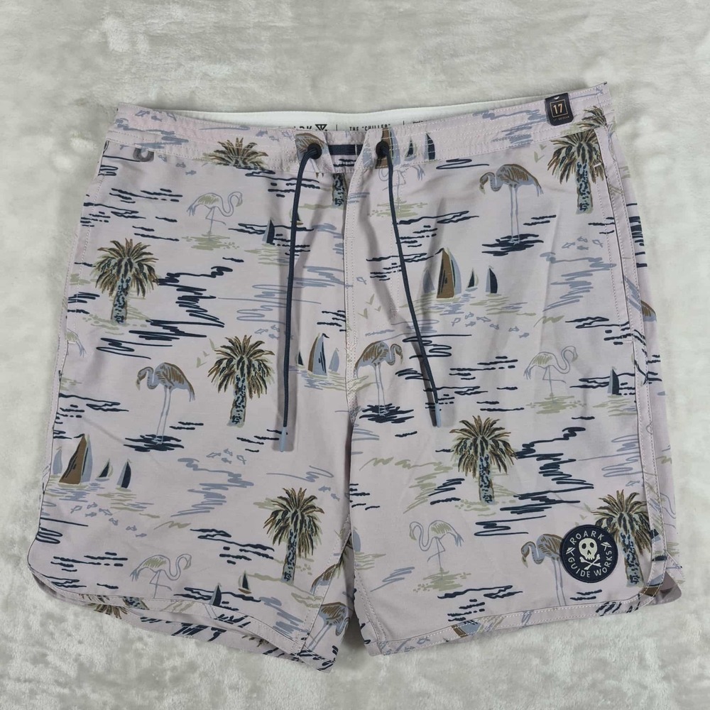 Roark Chiller‎ Board Shorts Men's 31 Beach Pool Flamingo Sailboats Casual NWOT